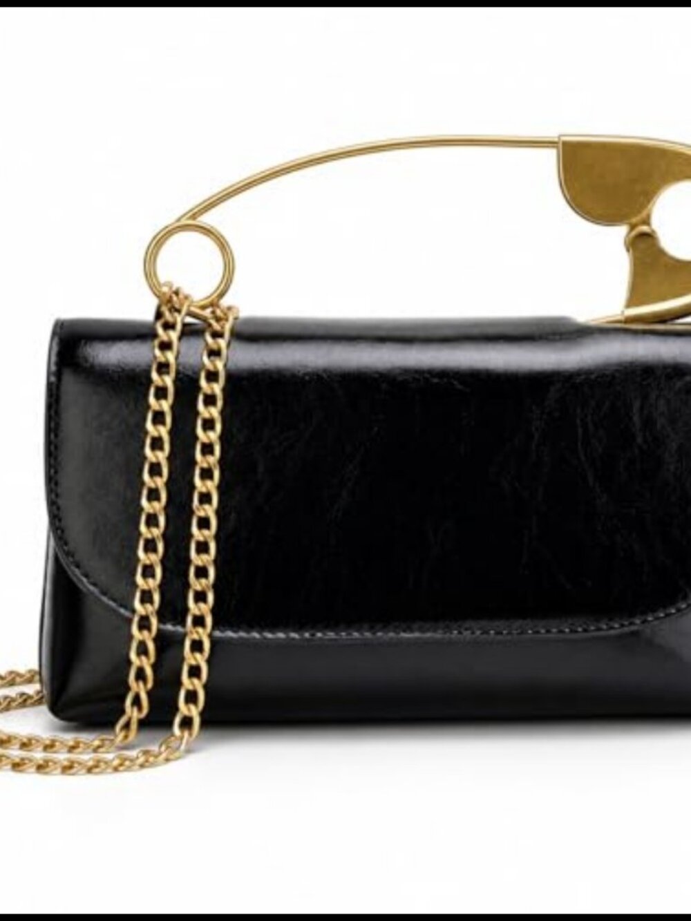 Women's PU Leather Novelty Clutch Crossbody Bag with Gold Chain